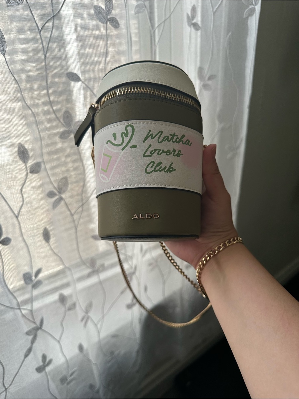 ALDO Matcha Lovers Club Olive Green and Cream Crossbody Bag